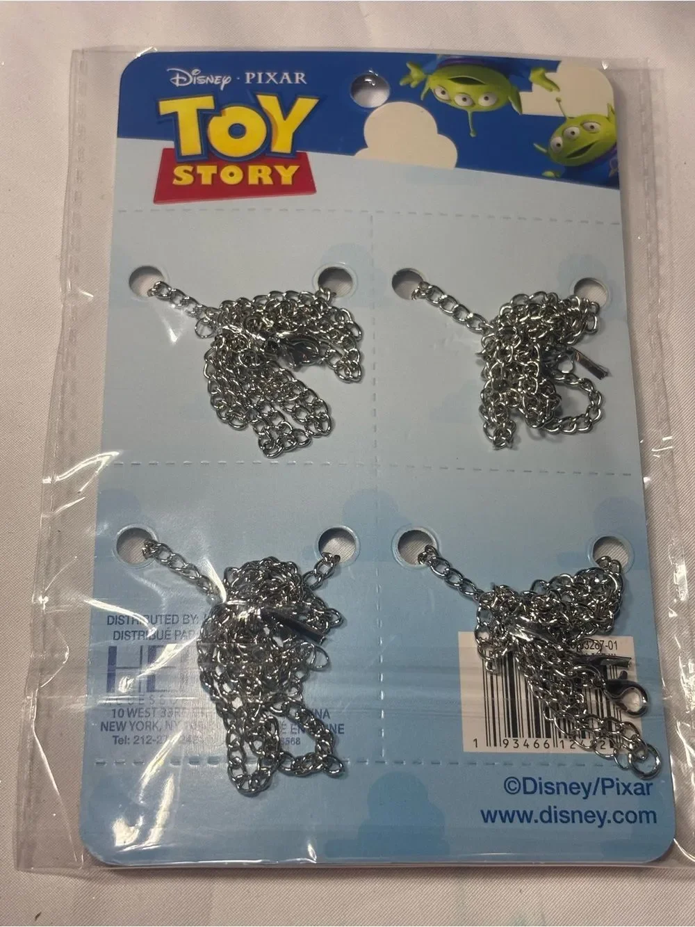 4 New Toy Story Kids Silver Charm Necklaces - Blue Packaging